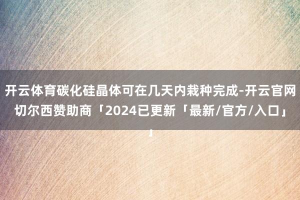 开云体育碳化硅晶体可在几天内栽种完成-开云官网切尔西赞助商「2024已更新「最新/官方/入口」