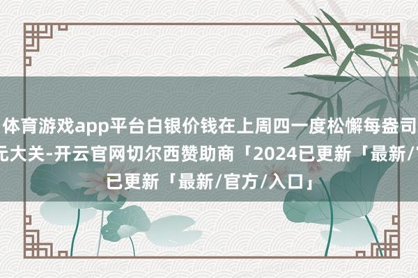 体育游戏app平台白银价钱在上周四一度松懈每盎司50好意思元大关-开云官网切尔西赞助商「2024已更新「最新/官方/入口」